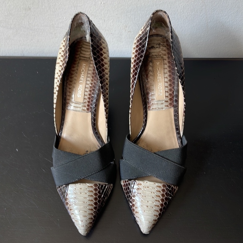 Michael Kors genuine snake skin and leather heels